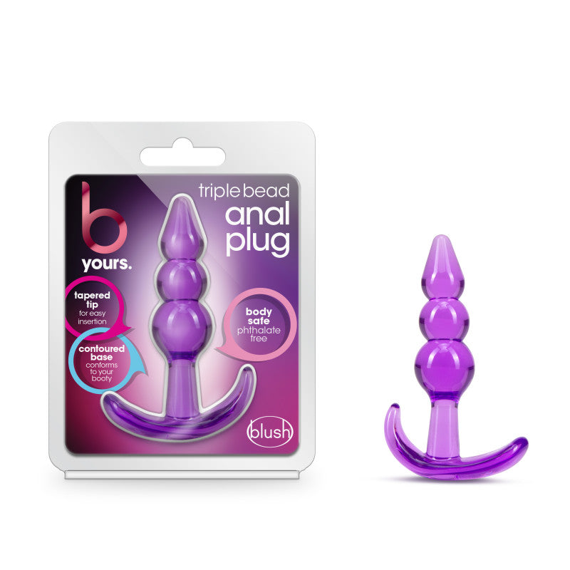 B Yours Triple Bead Anal Plug - Purple 9.5 cm Butt Plug - Naughty by Nature Adult Store