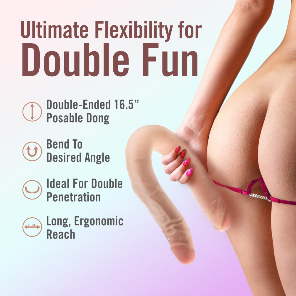 Dr. Skin Plus 16.5'' Posable Double Dong - Flesh 42 cm Double Dong - Naughty by Nature Adult Store