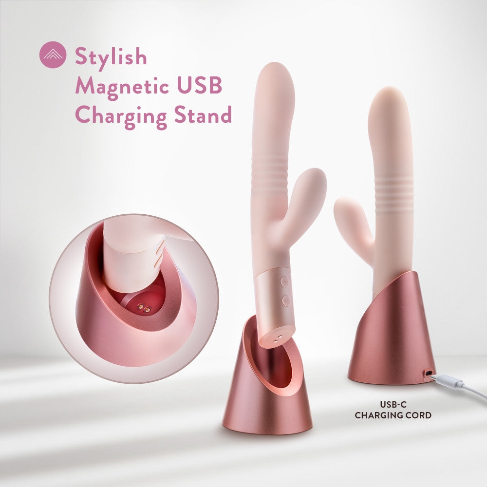 Blush - Fraya - Pink - Pink 24.1 cm USB Rechargeable Thrusting Rabbit Vibrator - Naughty by Nature Adult Store