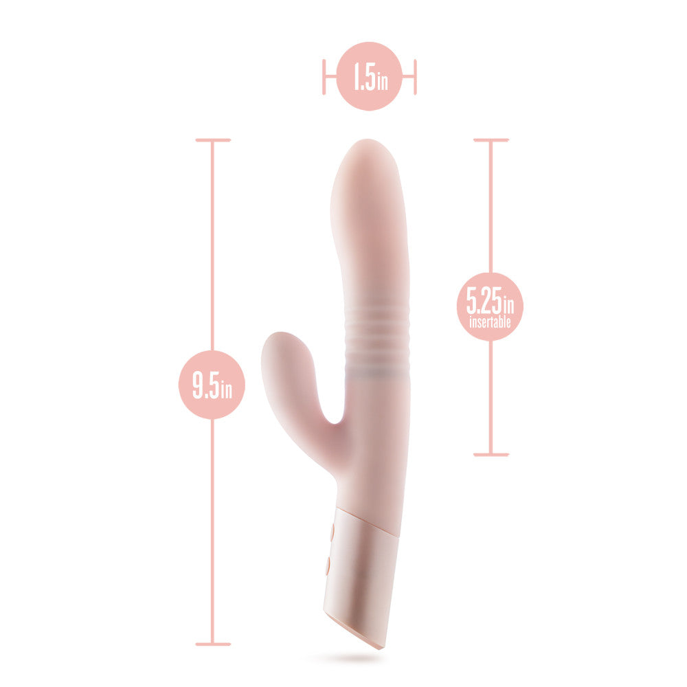 Blush - Fraya - Pink - Pink 24.1 cm USB Rechargeable Thrusting Rabbit Vibrator - Naughty by Nature Adult Store