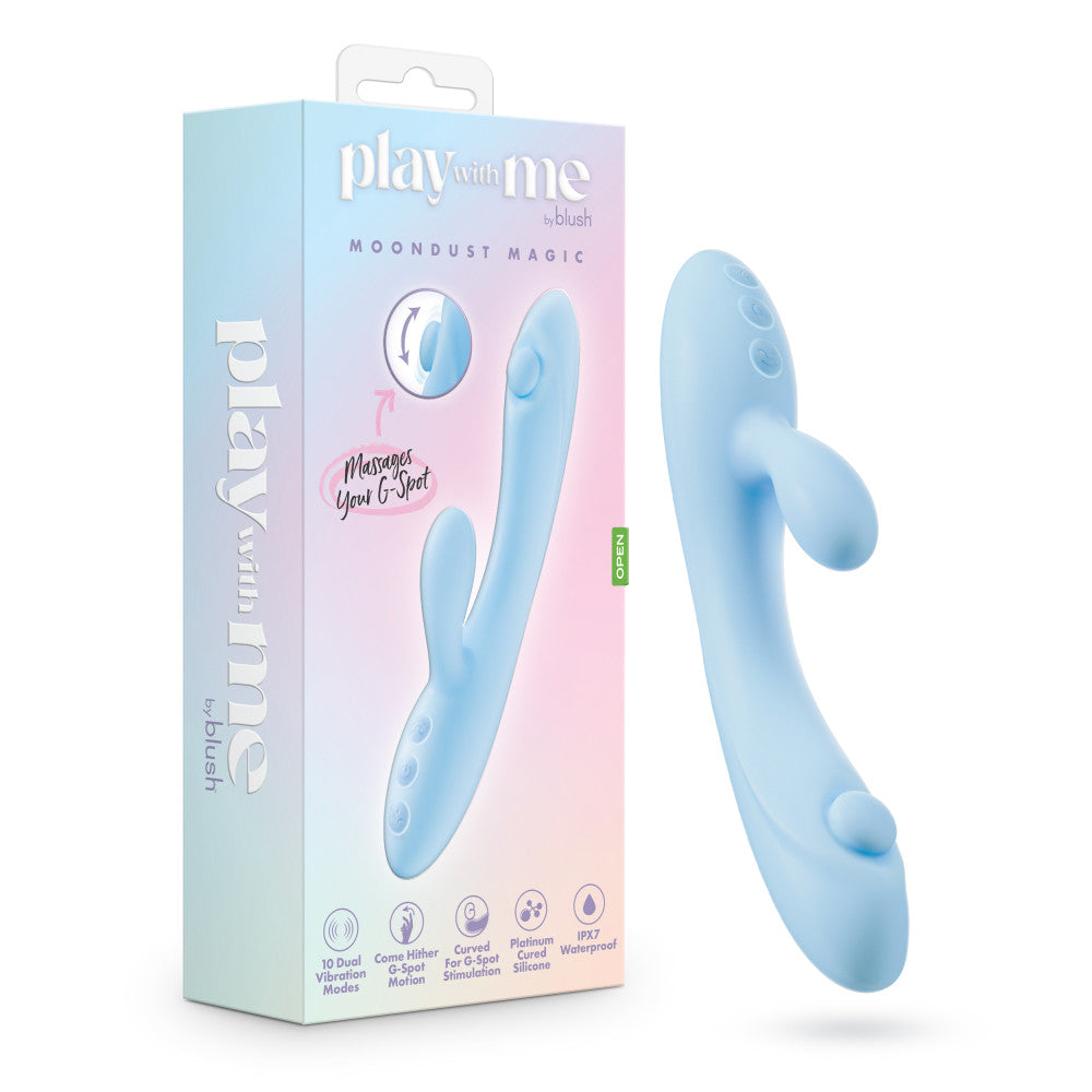 Play With Me - Moondust Magic - Blue 20.3 cm USB Rechargeable Rabbit Vibrator - Naughty by Nature Adult Store