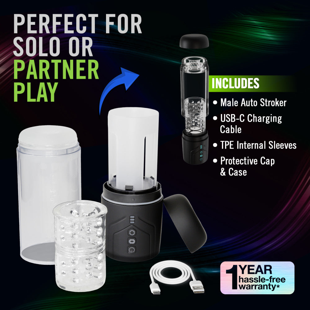 M For Men - Whirlwind Pro - Clear USB Rechargeable Rotating & Sucking Auto Stroker - Naughty by Nature Adult Store