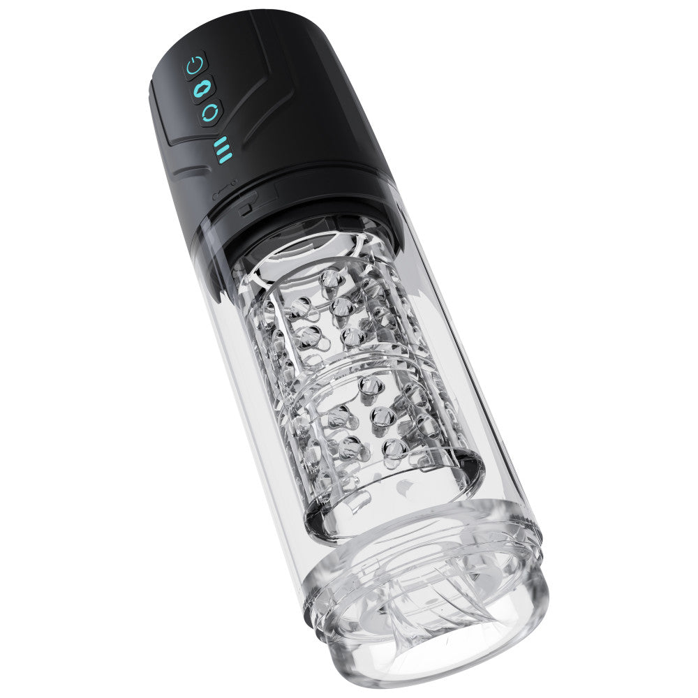 M For Men - Whirlwind Pro - Clear USB Rechargeable Rotating & Sucking Auto Stroker - Naughty by Nature Adult Store