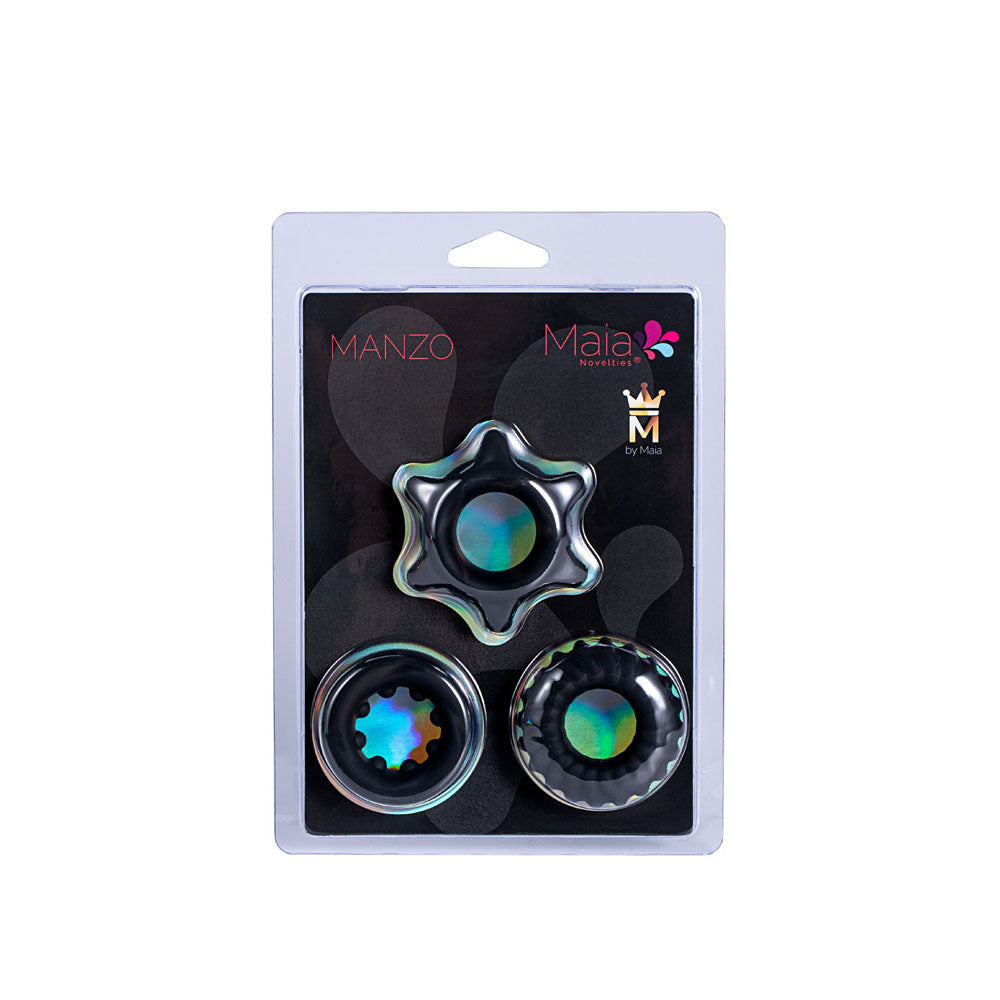 Maia MANZO - Black Silicone Cock Rings - Set of 3 - Naughty by Nature Adult Store