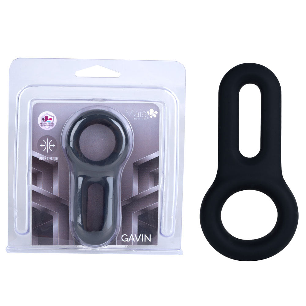 Maia Gavin Black Silicone Adjustable Cock and Balls Ring