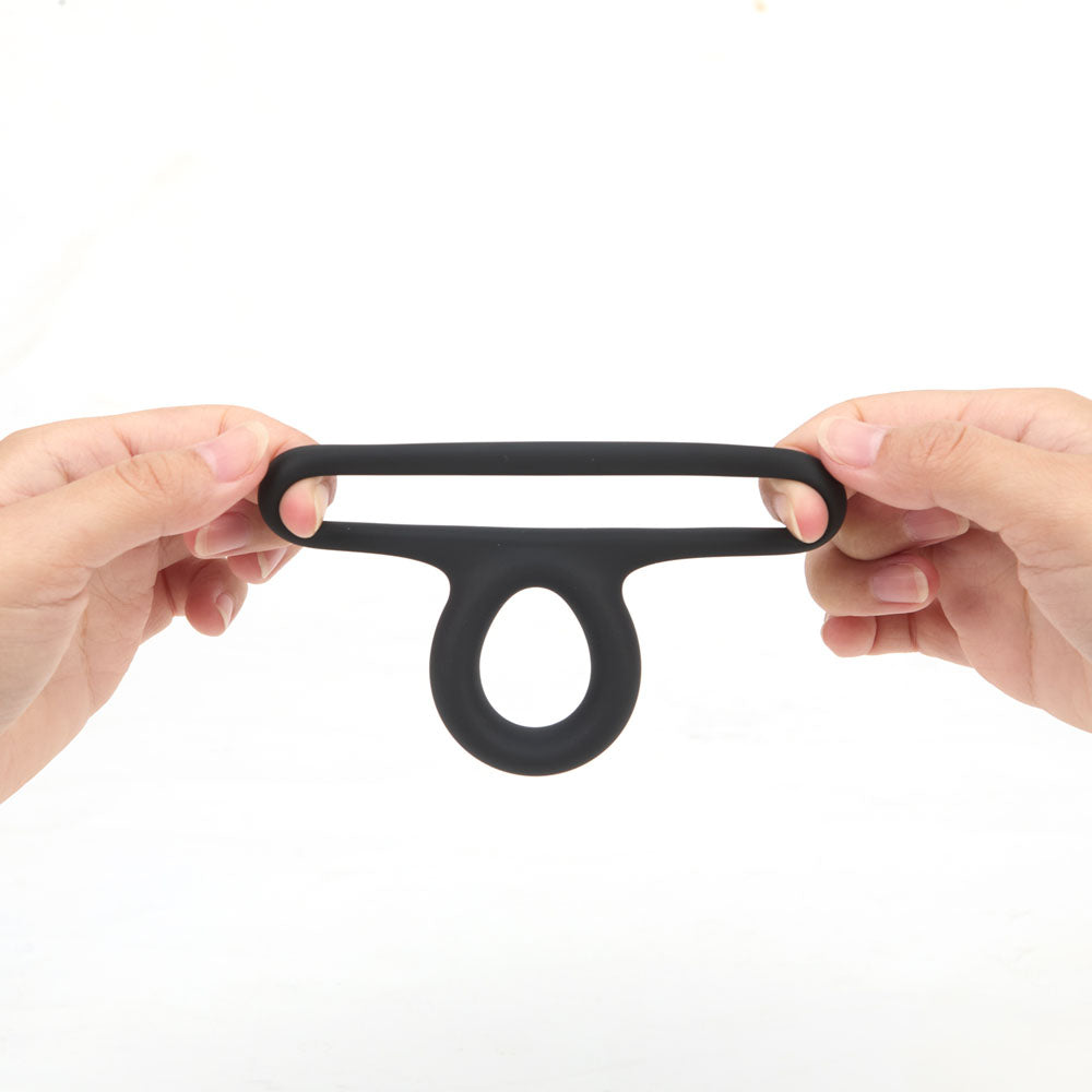 Maia Gavin Black Silicone Adjustable Cock and Balls Ring