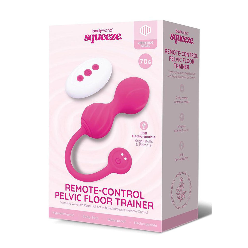 Bodywand Squeeze Remote-Control Pelvic Floor Trainer - Pink USB Rechargeable Weighted Kegel Balls with Remote - Naughty by Nature Adult Store
