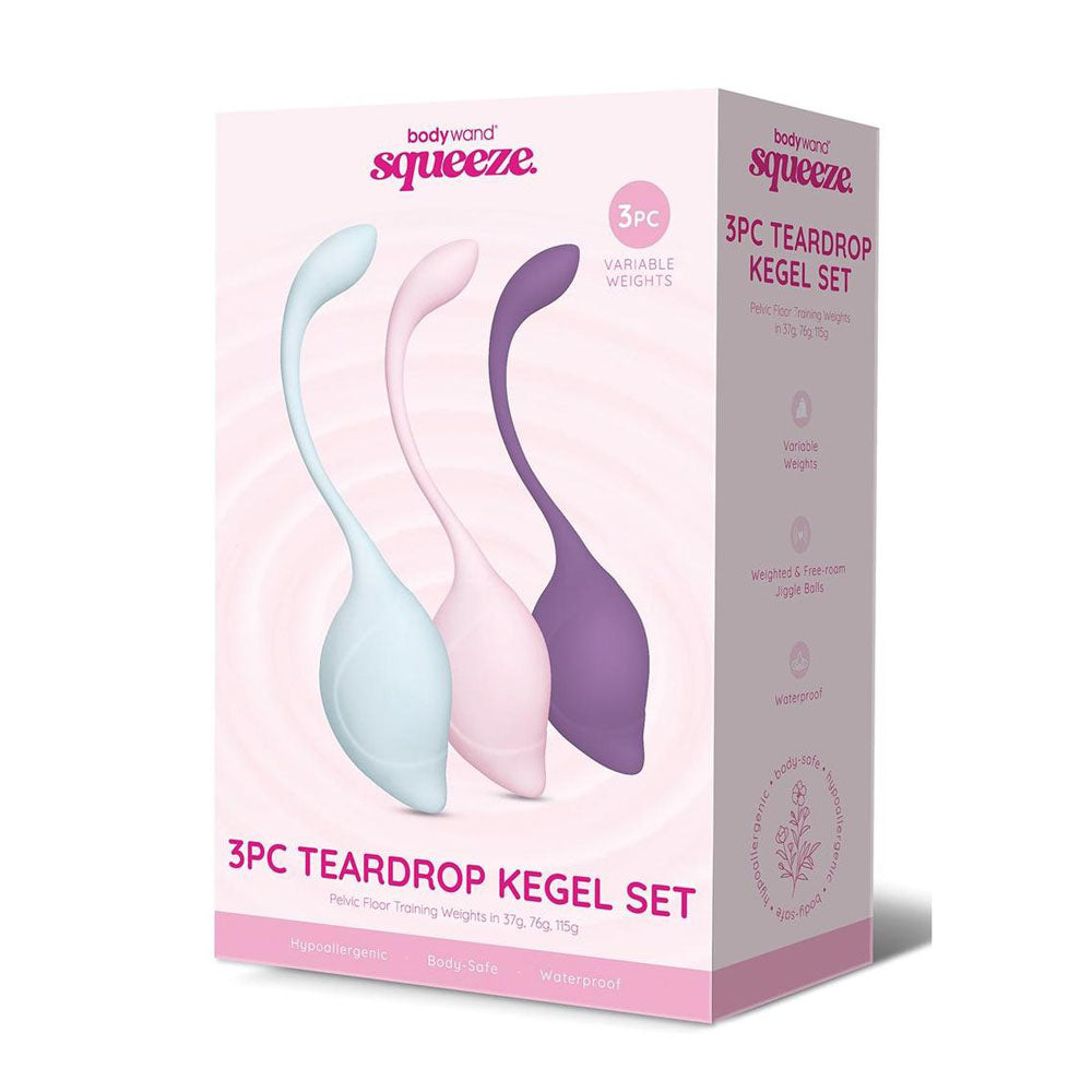 Bodywand Squeeze 3pc Teardrop Kegel Set - Weighted Kegel Set - 3 Piece Kit - Naughty by Nature Adult Store