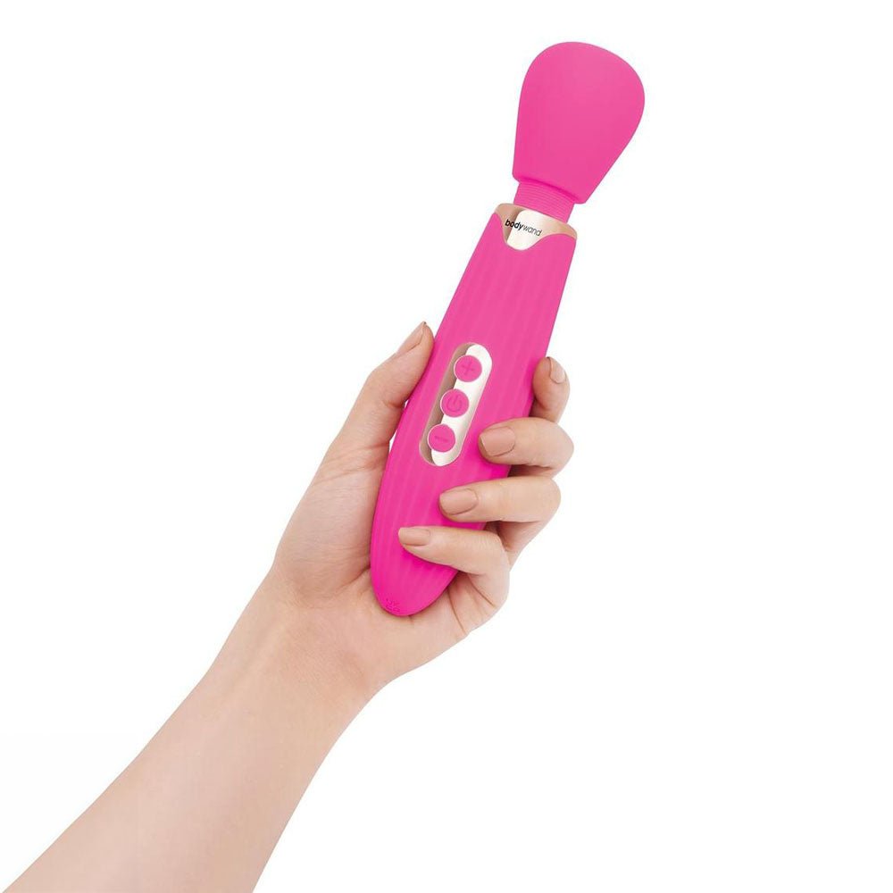 BodyWand Rumble Wand 8 Inch Hot Pink Silicone USB Rechargeable Massage Wand for Deep Rumbling Stimulation