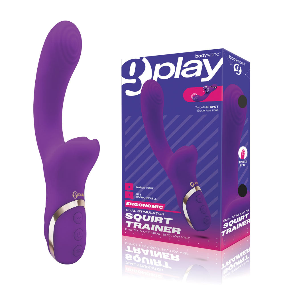 Bodywand G-Play Dual Stimulator Squirt Trainer - Purple 22 cm USB Rechargeable Rabbit Vibrator with Air Pulsation - Naughty by Nature Adult Store