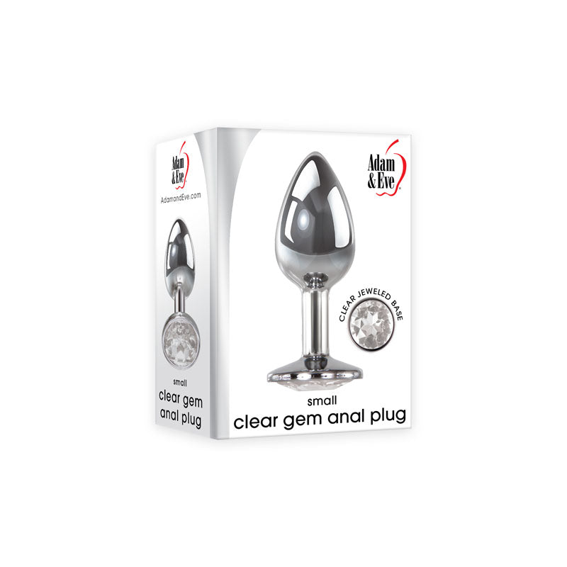 Adam & Eve Clear Gem Anal Plug - Small - Metallic 7.1 cm Small Butt Plug with Clear Gem Base - Naughty by Nature Adult Store