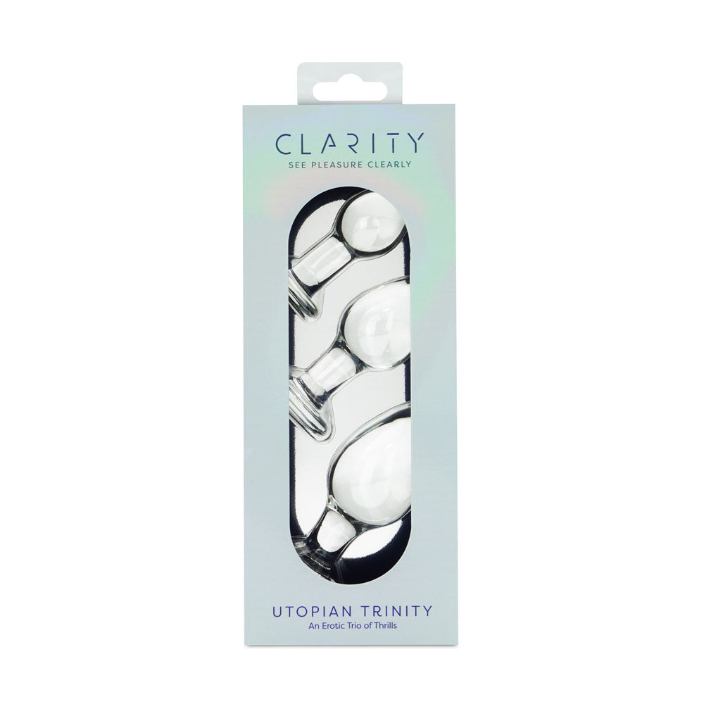 Clarity - Utopian Trinity Glass Butt Plugs - Set of 3 Sizes