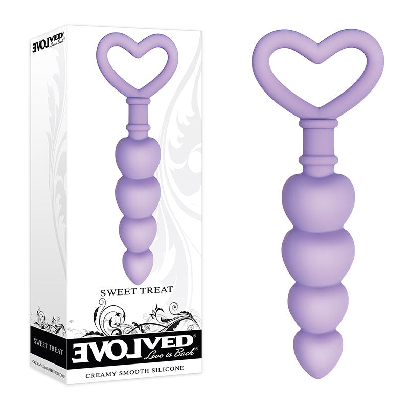 Evolved Sweet Treat - Purple 11.5 cm Beaded Butt Plug with Handle - Naughty by Nature Adult Store