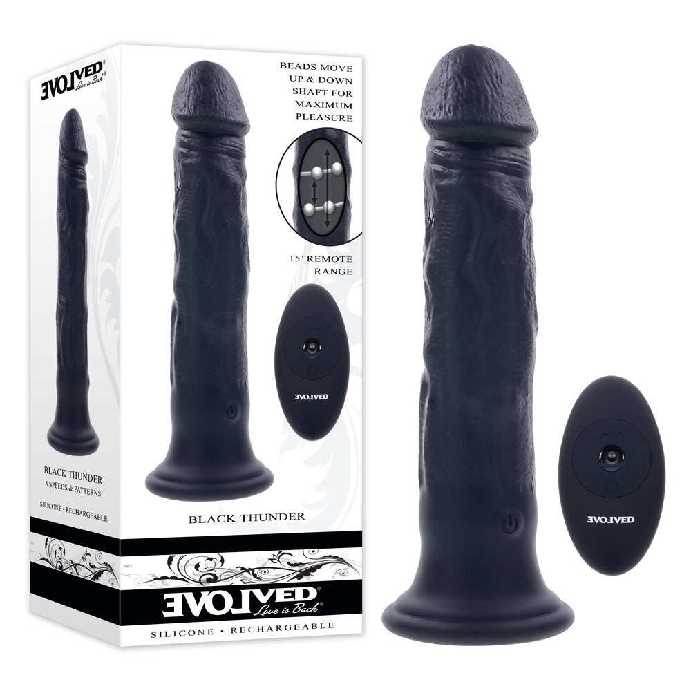 Evolved BLACK THUNDER - Black 25 cm USB Rechargeable Vibrator - Naughty by Nature Adult Store