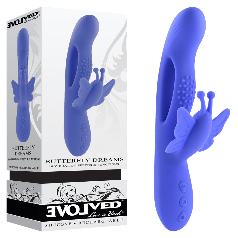 Evolved BUTTERFLY DREAMS - Purple 23.8 cm USB Rechargeable Butterfly Vibrator - Naughty by Nature Adult Store