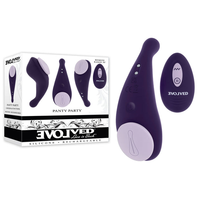 Evolved PANTY PARTY - Purple USB Rechargeable Panty Vibrator with Remote Control - Naughty by Nature Adult Store