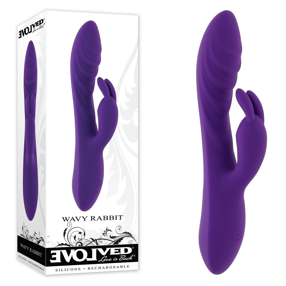 Evolved WAVY RABBIT - Purple 20.6 cm USB Rechargeable Rabbit Vibrator - Naughty by Nature Adult Store