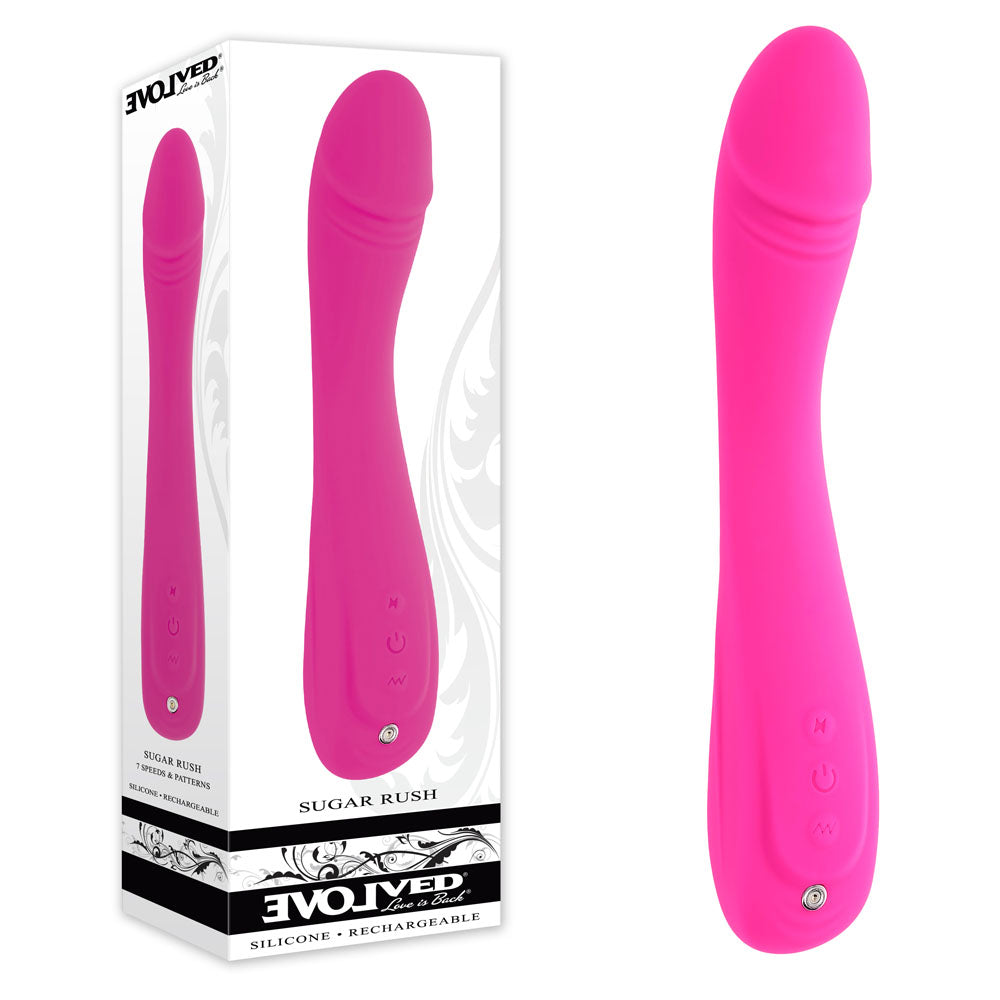 Evolved SUGAR RUSH - Pink 21.6 cm USB Rechargeable Vibrator - Naughty by Nature Adult Store