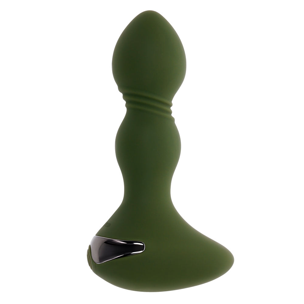 Evolved LIEUTENANT - Green 12.2 cm USB Rechargeable Vibrating Butt Plug - Naughty by Nature Adult Store