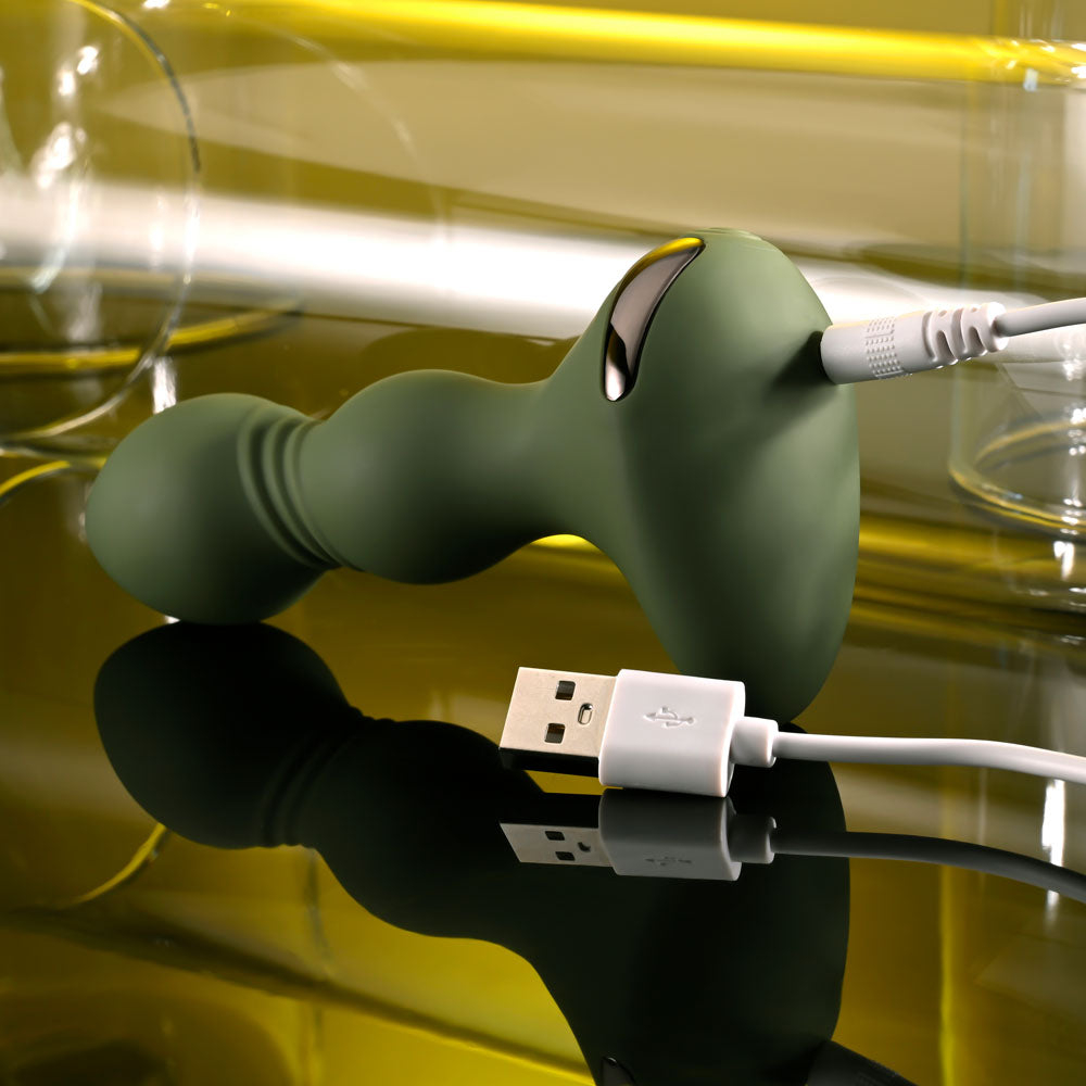 Evolved LIEUTENANT - Green 12.2 cm USB Rechargeable Vibrating Butt Plug - Naughty by Nature Adult Store
