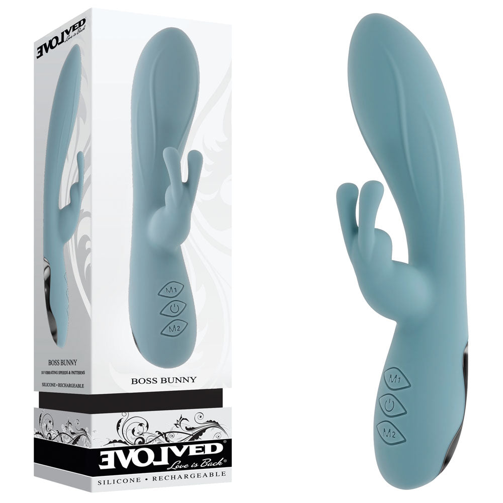 Evolved BOSS BUNNY - Baby Blue 20.1 cm USB Rechargeable Rabbit Vibrator - Naughty by Nature Adult Store