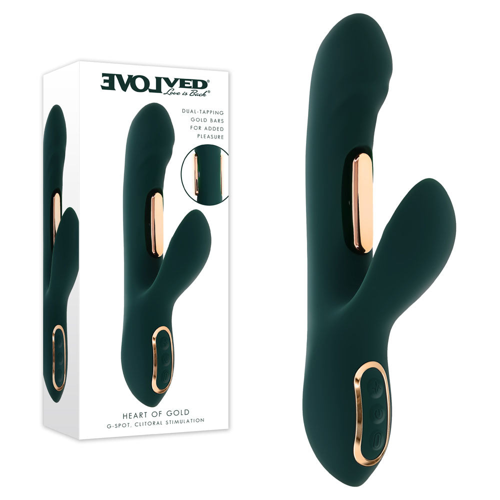 Evolved Heart Of Gold Green USB Rechargeable Rabbit Vibrator