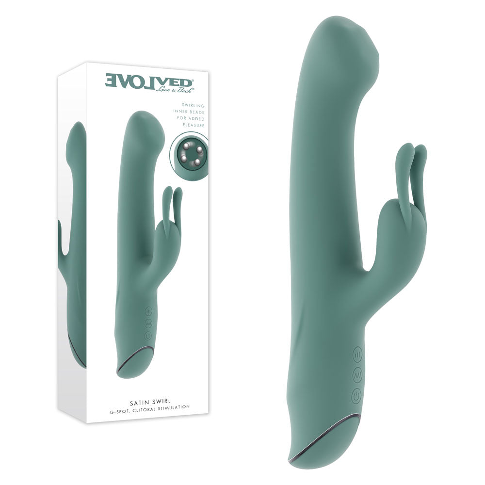 Evolved Satin Swirl Rabbit Vibrator 23cm Swirling Head