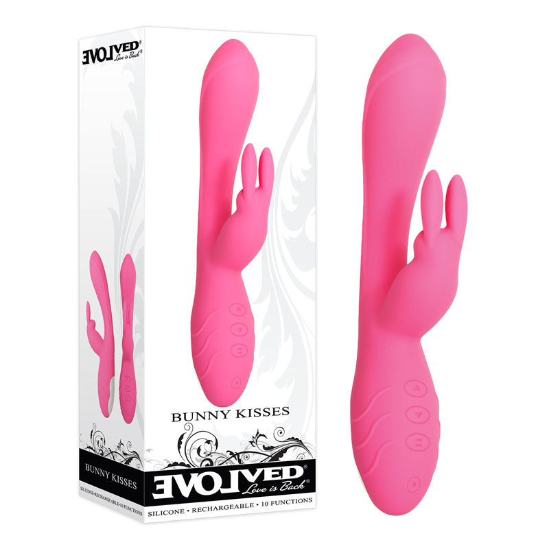 Evolved Bunny Kisses - Pink 20 cm USB Rechargeable Rabbit Vibrator - Naughty by Nature Adult Store