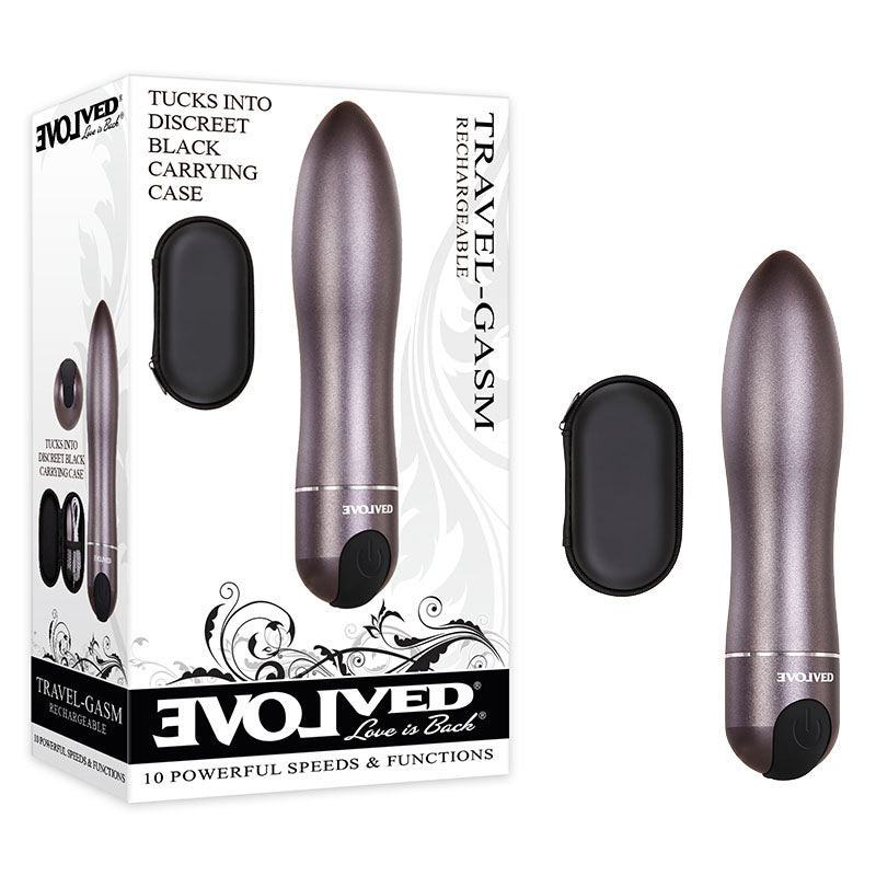 Evolved Travel-Gasm - Gray 9 cm USB Rechargeable Bullet with Travel Case - Naughty by Nature Adult Store