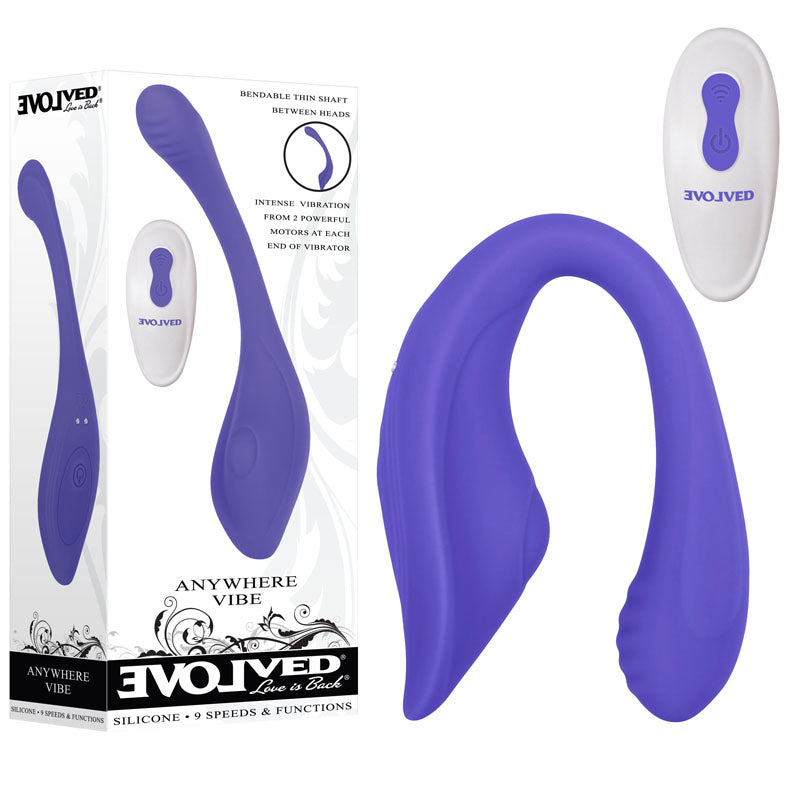 Evolved ANYWHERE VIBE - Purple USB Rechargeable Flexible Vibe with Remote - Naughty by Nature Adult Store