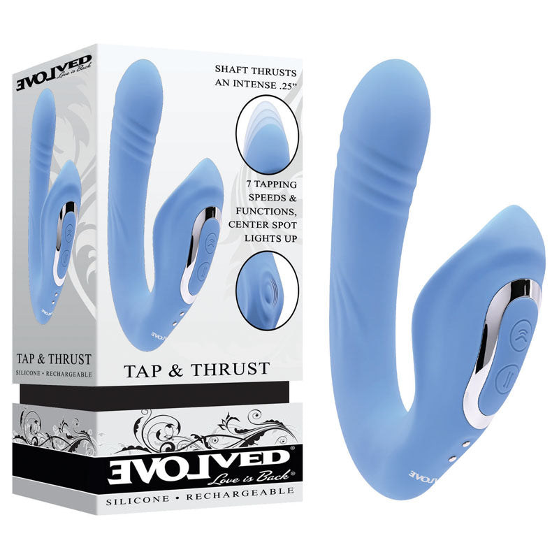 Evolved TAP & THRUST - Blue USB Rechargeable Dual Vibrator - Naughty by Nature Adult Store