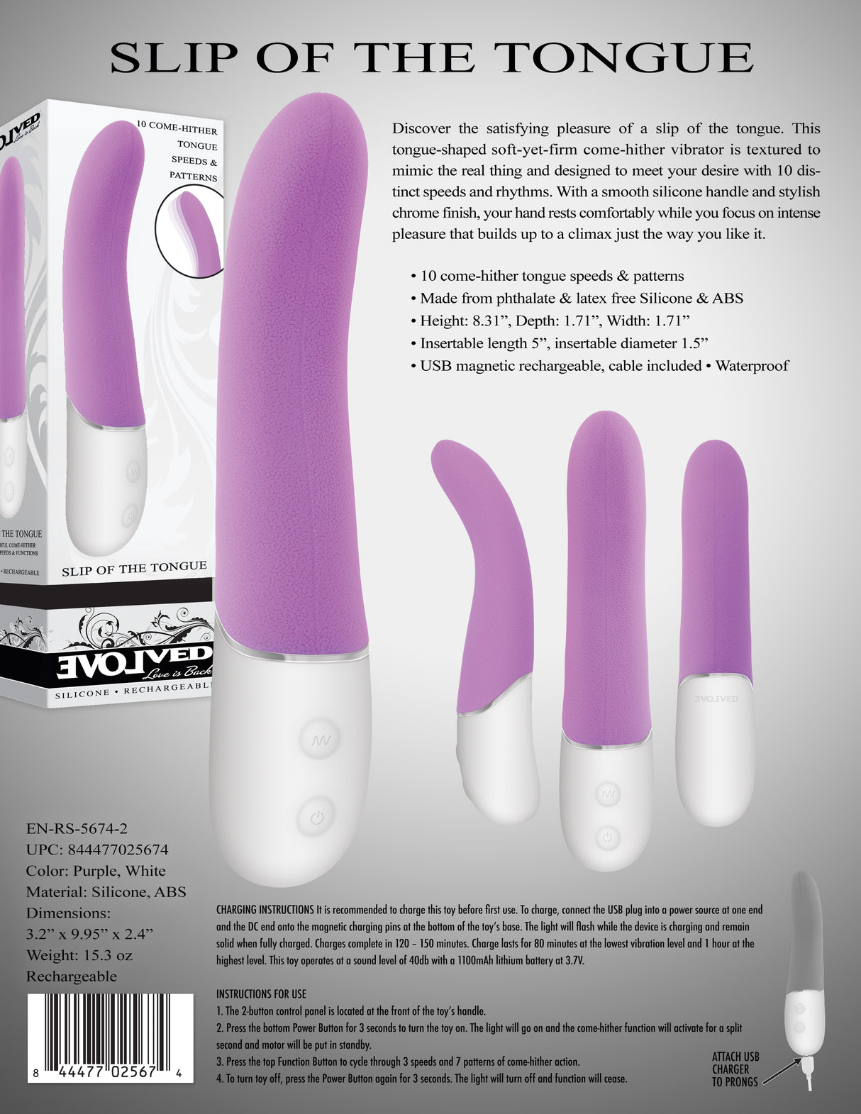 Evolved SLIP OF THE TONGUE -  Flicking Tongue Vibrator - Naughty by Nature Adult Store