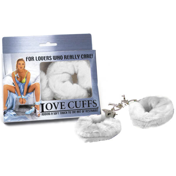 Love Cuffs - White Fluffy Hand Cuffs - Naughty by Nature Adult Store