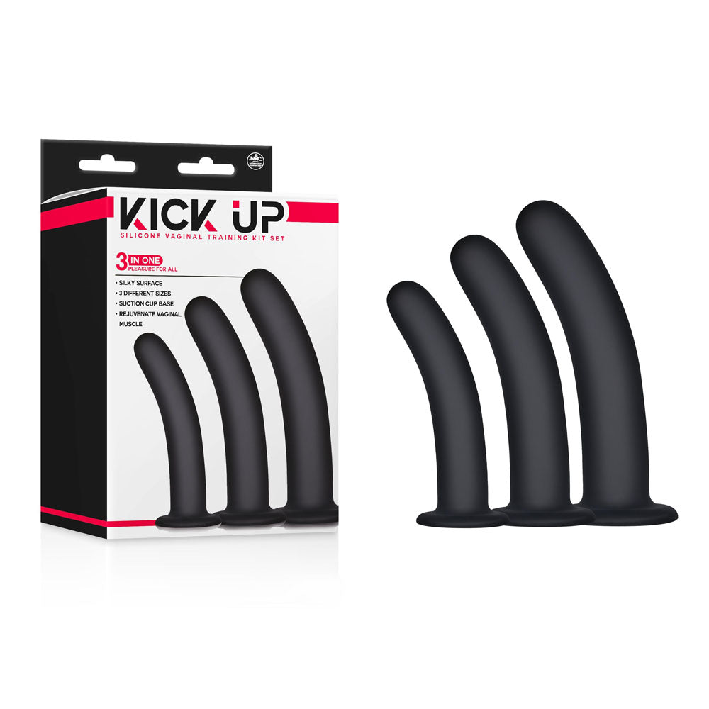 Kick Up Silicone Vaginal Training Kit - Black Vaginal Dilators - Set of 3 Sizes - Naughty by Nature Adult Store
