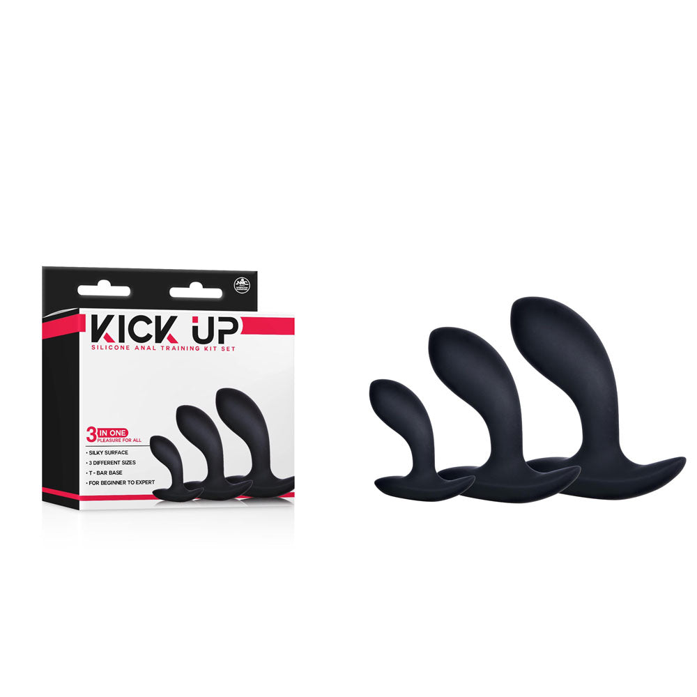 Kick Up Anal Trainer Set - Black Butt Plugs - Set of 3 Sizes - Naughty by Nature Adult Store
