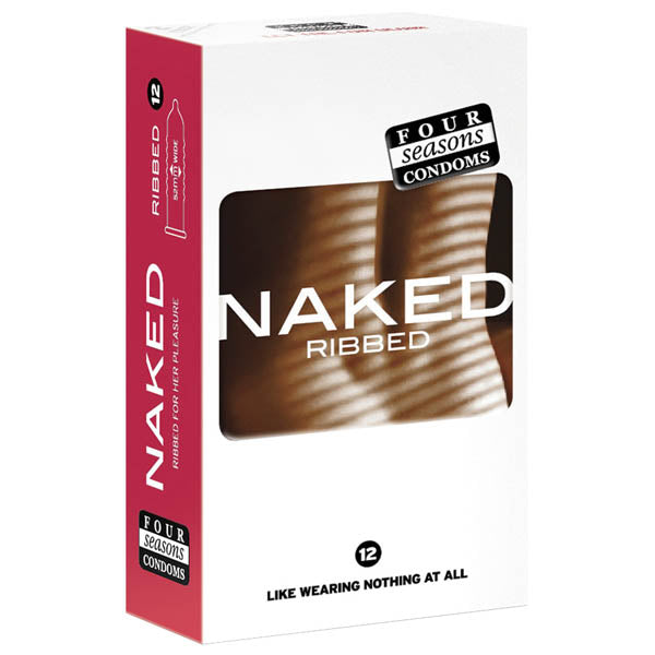 Naked Ribbed - Ultra Thin Ribbed & Lubed Condoms - 12 Pack - Naughty by Nature Adult Store