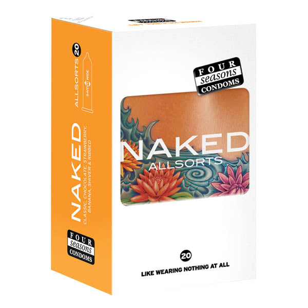 Four Seasons Naked Allsorts - Ultra Thin Lubed Condoms in 6 Styles - 20 Pack - Naughty by Nature Adult Store