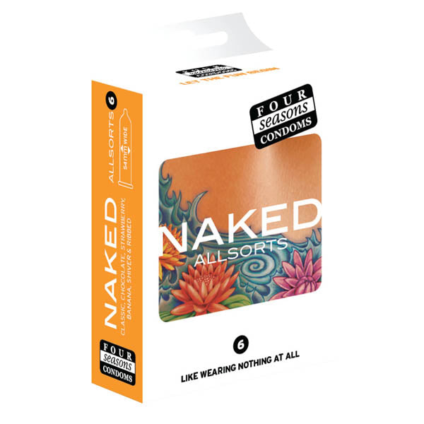 Four Seasons Naked Allsorts - Ultra Thin Lubed Condoms in 6 Styles - 6 Pack - Naughty by Nature Adult Store