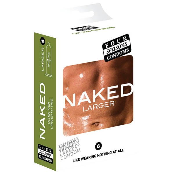 Naked Larger Fitting Condoms - Naked Larger Fitting Lubricated Condoms - 6 Pack - Naughty by Nature Adult Store