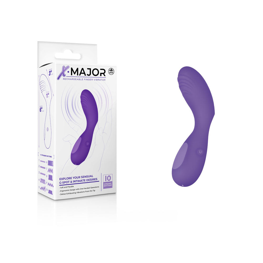 X Major Finger Vibe - Purple - Purple USB Rechargeable Finger Stimulator - Naughty by Nature Adult Store