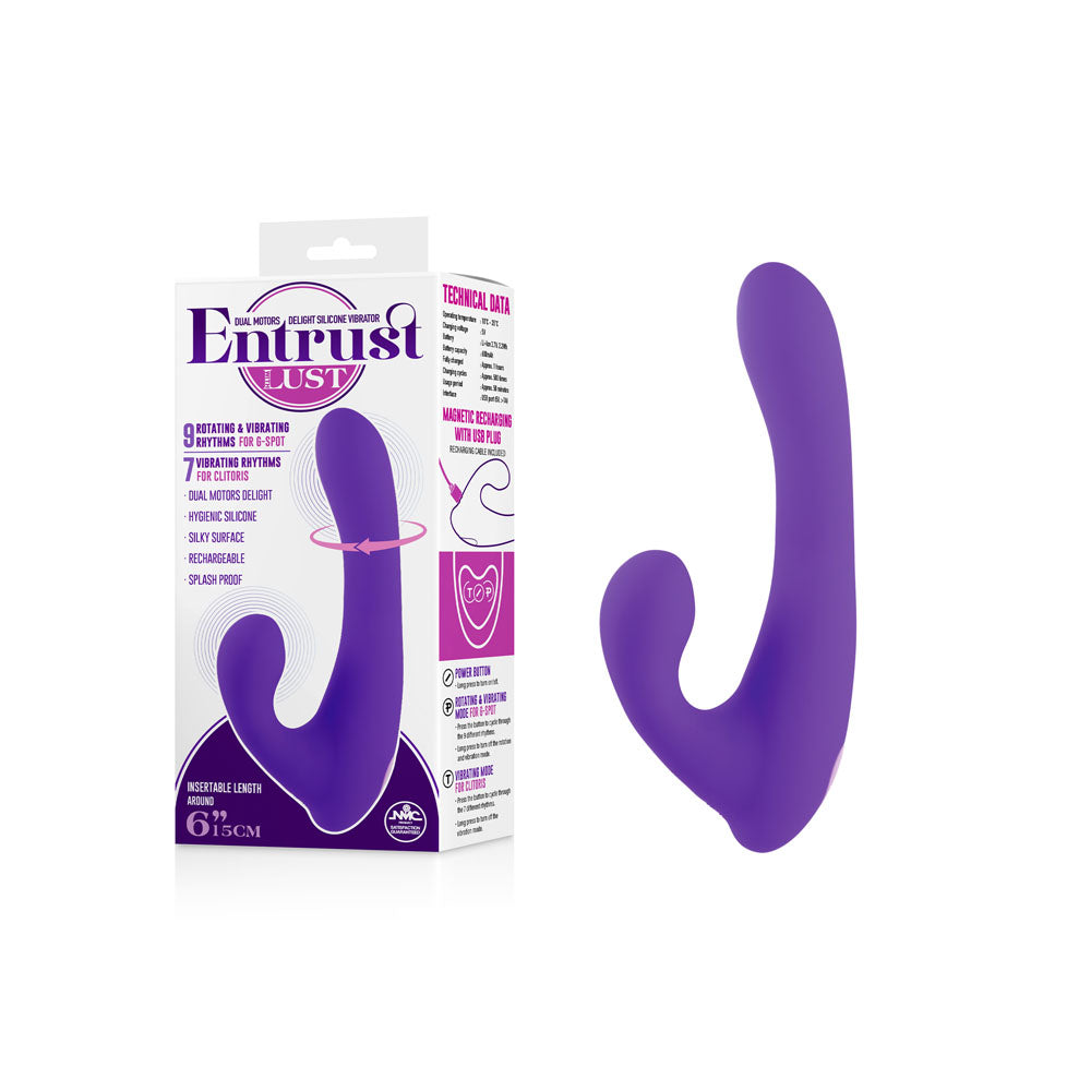 Entrust With Lust - Purple 15 cm USB Rechargeable Rotating Rabbit Vibrator - Naughty by Nature Adult Store