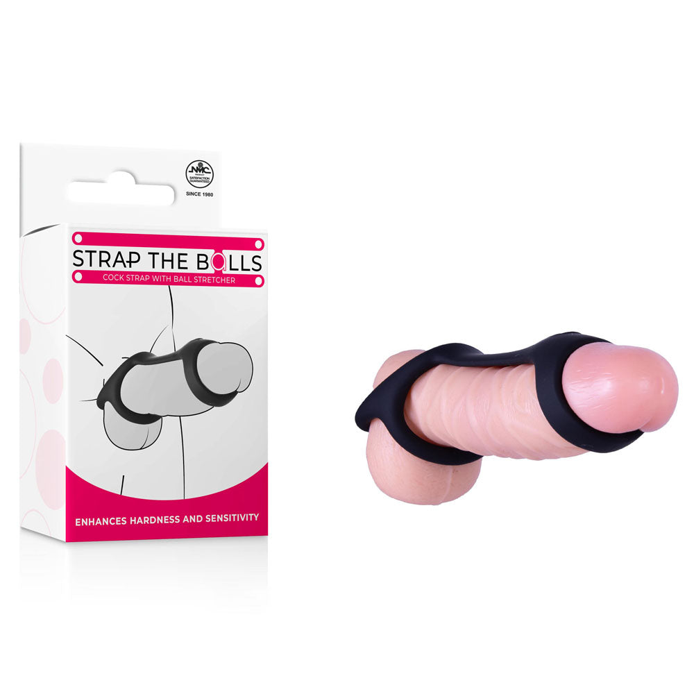 Strap The Balls - Black Cock Strap with Ball Stretcher - Naughty by Nature Adult Store