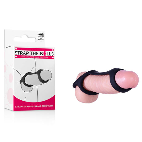 Strap The Balls - Black Cock Strap with Ball Stretcher - Naughty by Nature Adult Store