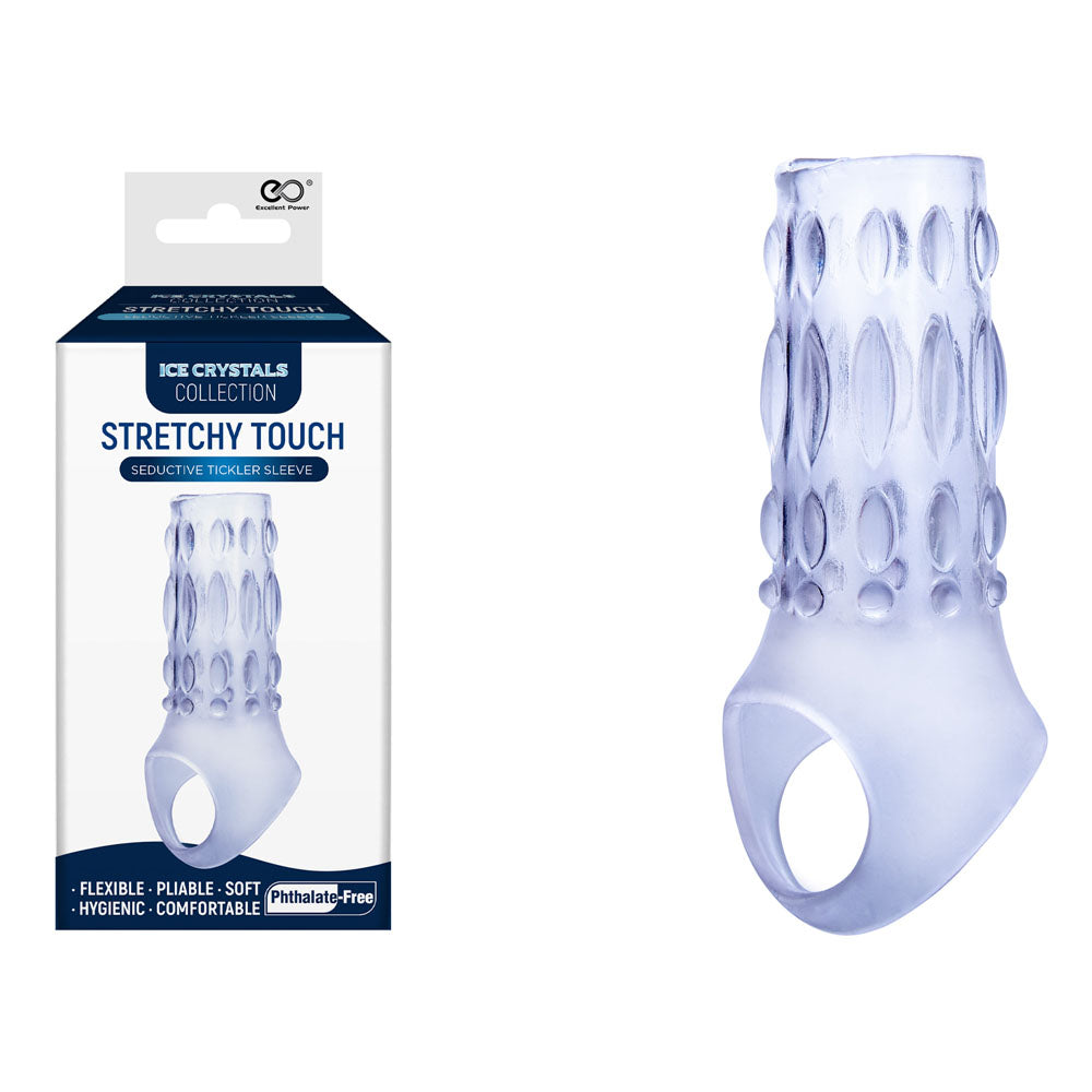 Ice Crystals Stretchy Touch Tickler Sleeve - Clear - Naughty by Nature Adult Store
