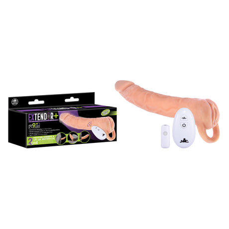 Extendor+ - Flesh 2 Inch Vibrating Penis Extender and Stroker - Naughty by Nature Adult Store