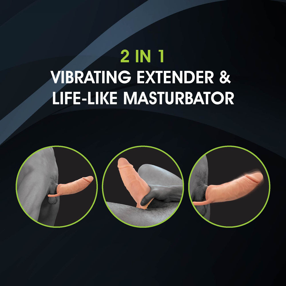 Extendor+ - Flesh 2 Inch Vibrating Penis Extender and Stroker - Naughty by Nature Adult Store