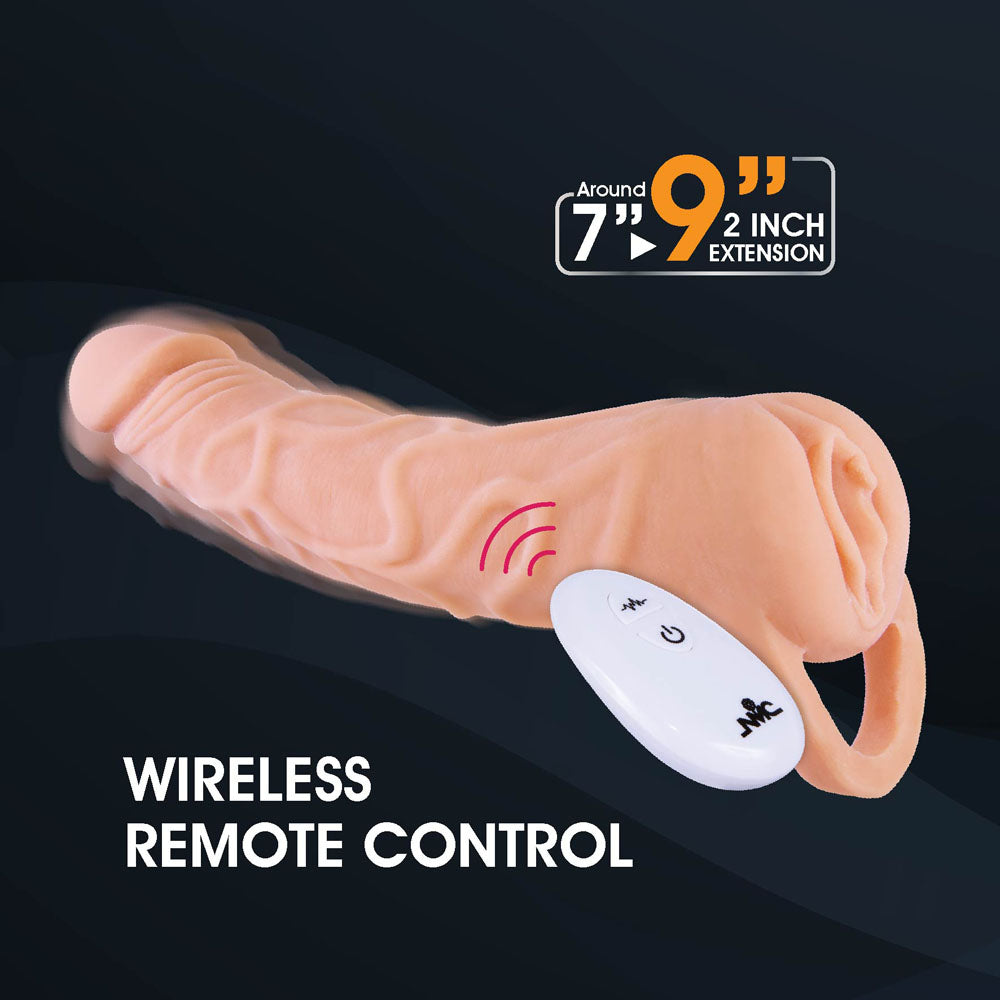 Extendor+ - Flesh 2 Inch Vibrating Penis Extender and Stroker - Naughty by Nature Adult Store