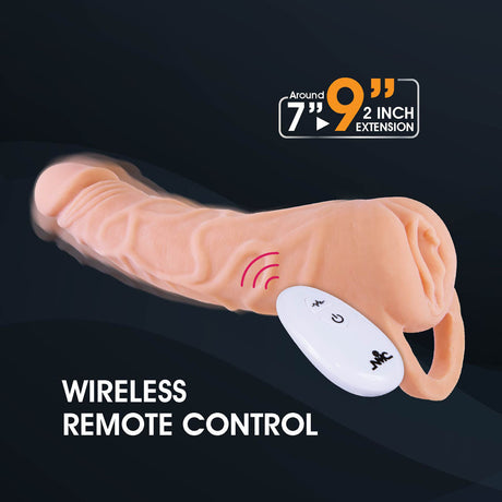 Extendor+ - Flesh 2 Inch Vibrating Penis Extender and Stroker - Naughty by Nature Adult Store