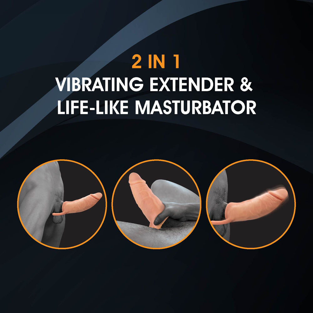 Extendor+ - Flesh 2 Inch Vibrating Penis Extender and Stroker - Naughty by Nature Adult Store