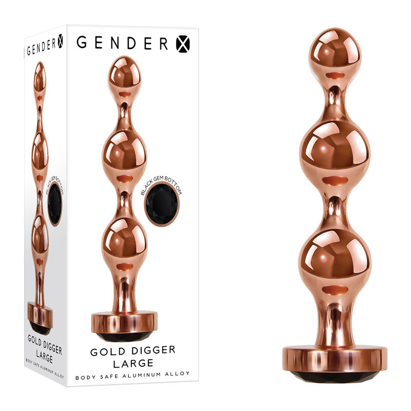 Gender X GOLD DIGGER Large - Rose Gold Large Butt Plug with Black Gem Base - Naughty by Nature Adult Store